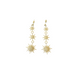 Gold with faux diamonds dangle starburst earrings. "Versailles"