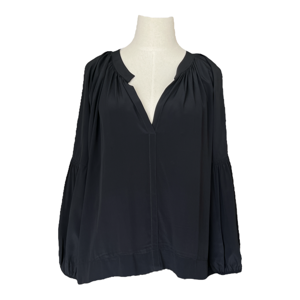 Black silk poet blouse. Made in Italy