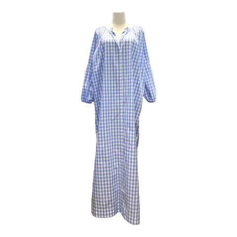 Checkered gingham cotton maxi dress, Made in Italy